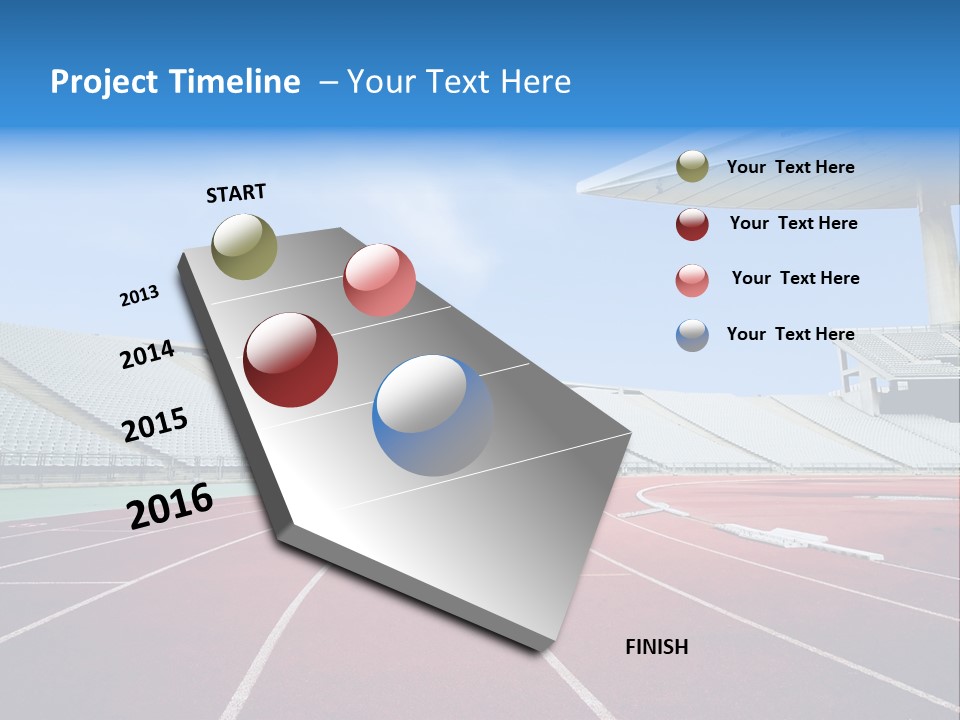 Running Tracks In An Empty Stadium PowerPoint Template