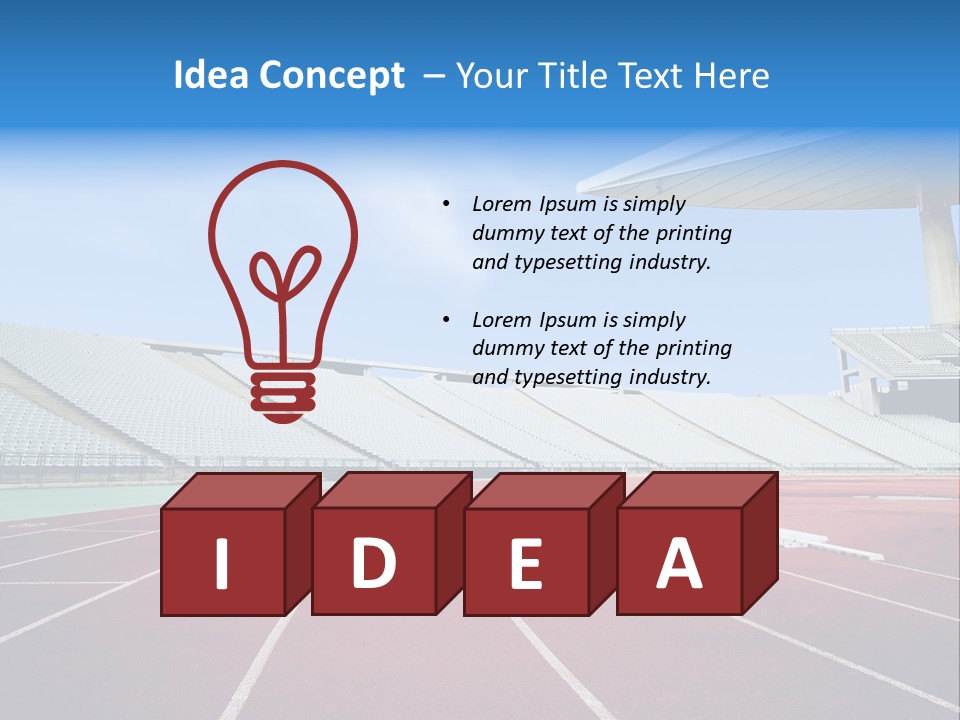 Running Tracks In An Empty Stadium PowerPoint Template