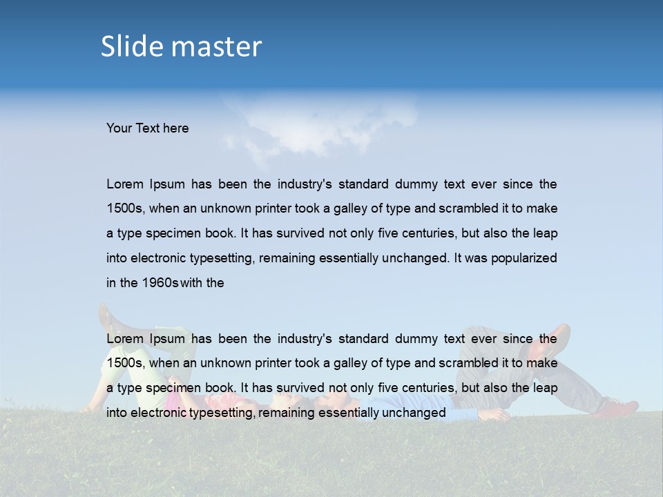 A Couple Of People Laying On Top Of A Lush Green Field PowerPoint Template