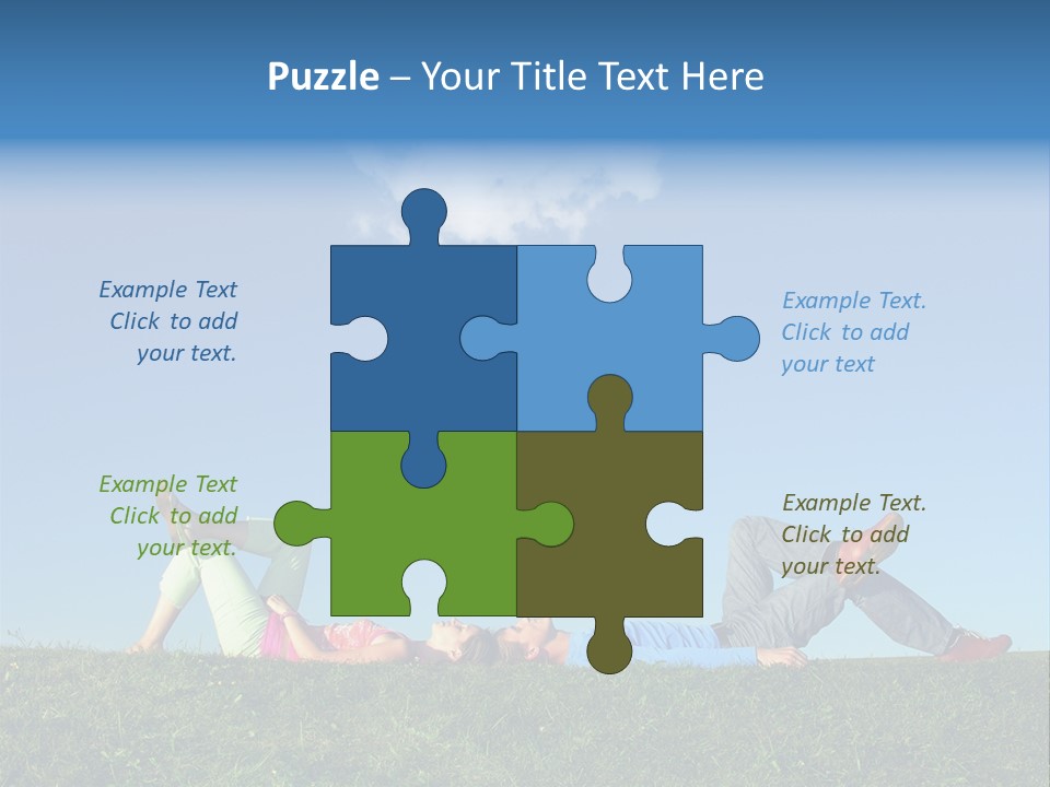 A Couple Of People Laying On Top Of A Lush Green Field PowerPoint Template