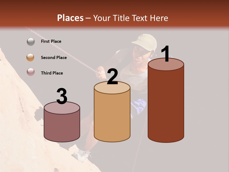 Canyoneering Asian Woman Rappels Into A Shadowed Canyon Bottom PowerPoint Template