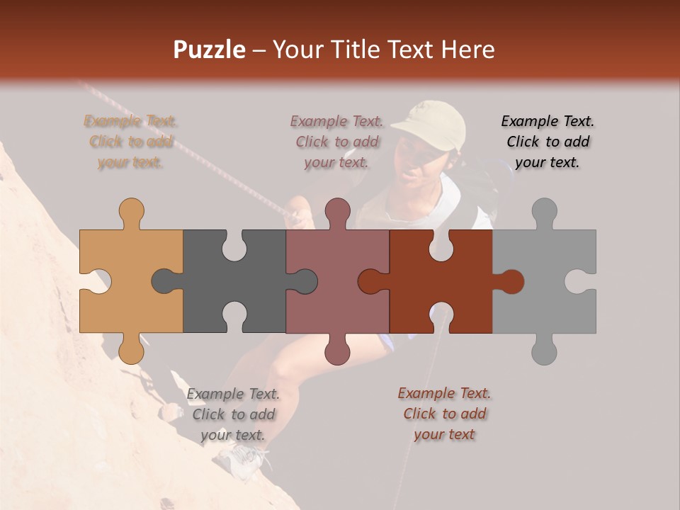 Canyoneering Asian Woman Rappels Into A Shadowed Canyon Bottom PowerPoint Template