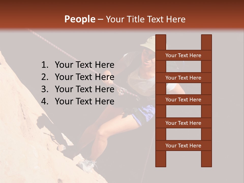 Canyoneering Asian Woman Rappels Into A Shadowed Canyon Bottom PowerPoint Template