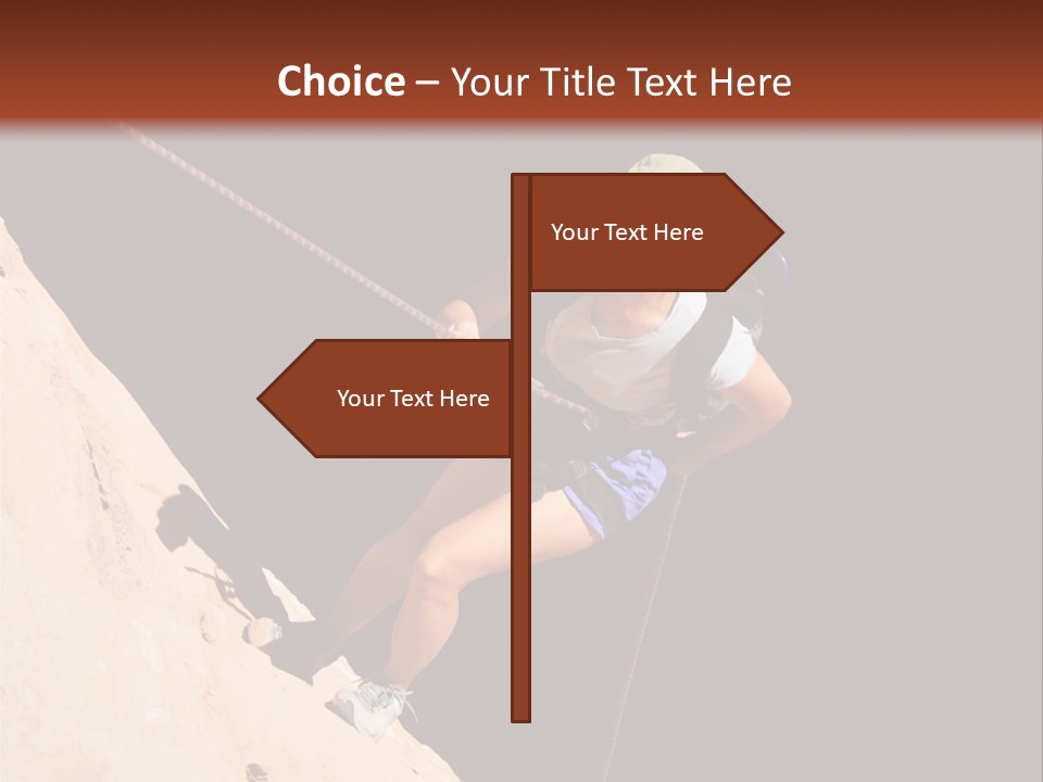 Canyoneering Asian Woman Rappels Into A Shadowed Canyon Bottom PowerPoint Template