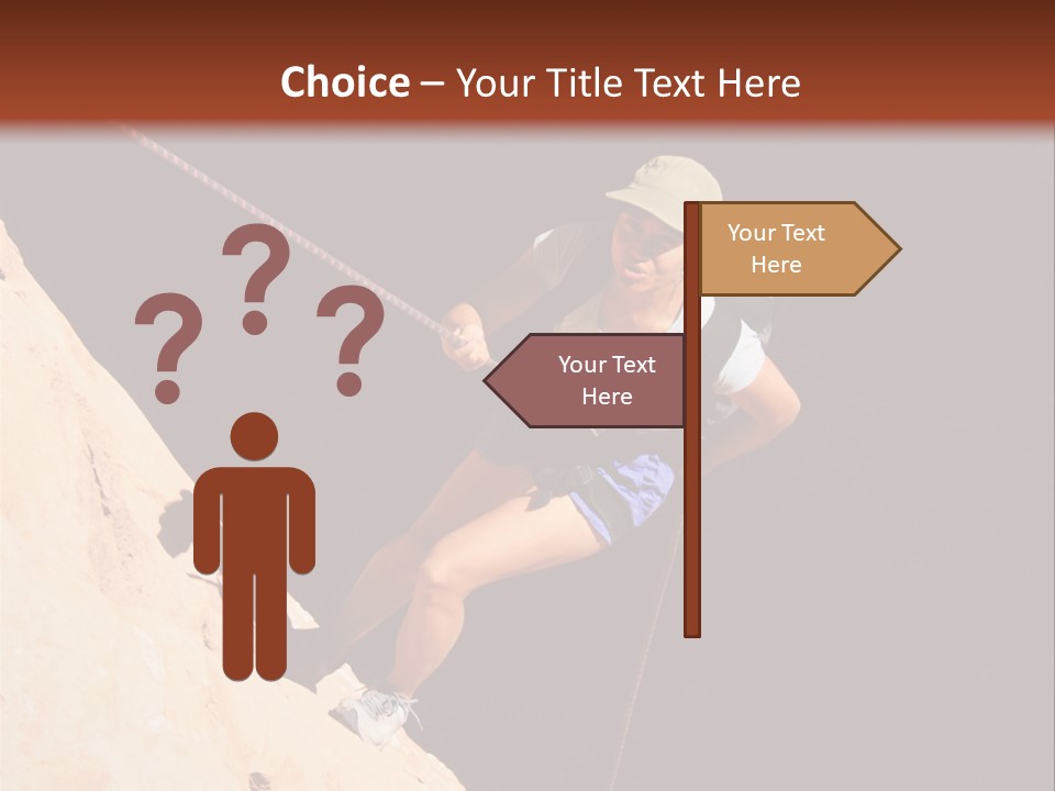 Canyoneering Asian Woman Rappels Into A Shadowed Canyon Bottom PowerPoint Template