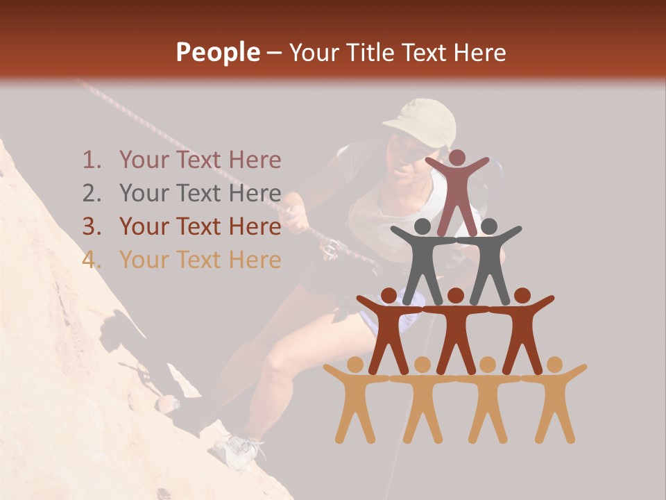 Canyoneering Asian Woman Rappels Into A Shadowed Canyon Bottom PowerPoint Template