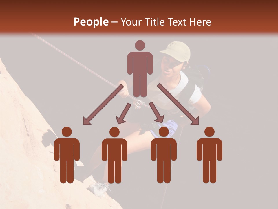 Canyoneering Asian Woman Rappels Into A Shadowed Canyon Bottom PowerPoint Template