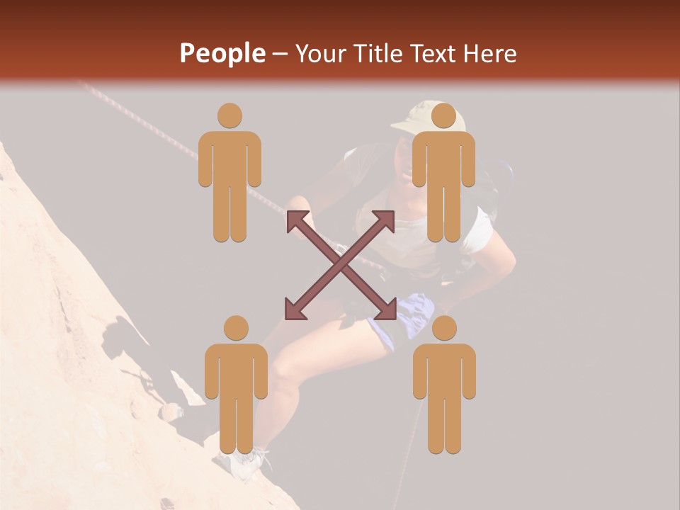 Canyoneering Asian Woman Rappels Into A Shadowed Canyon Bottom PowerPoint Template