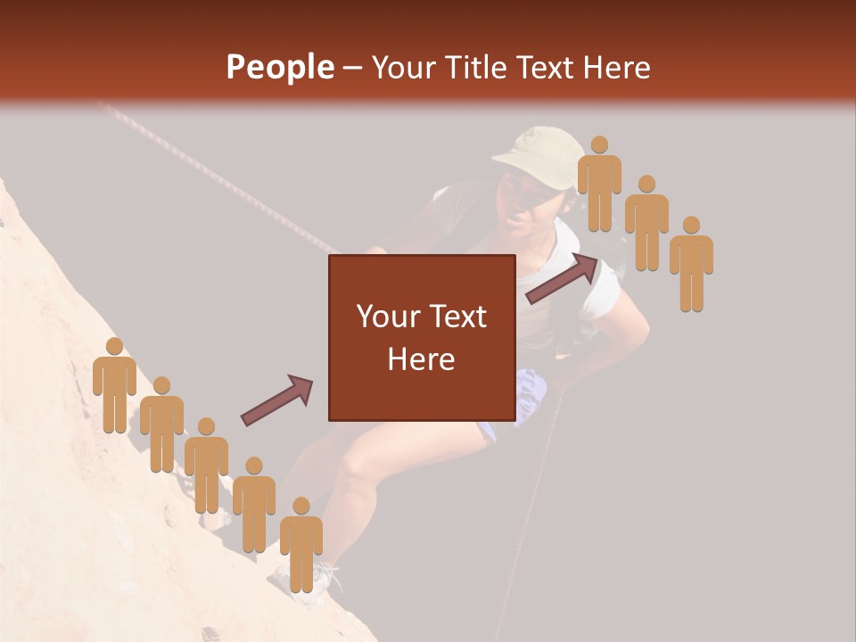 Canyoneering Asian Woman Rappels Into A Shadowed Canyon Bottom PowerPoint Template