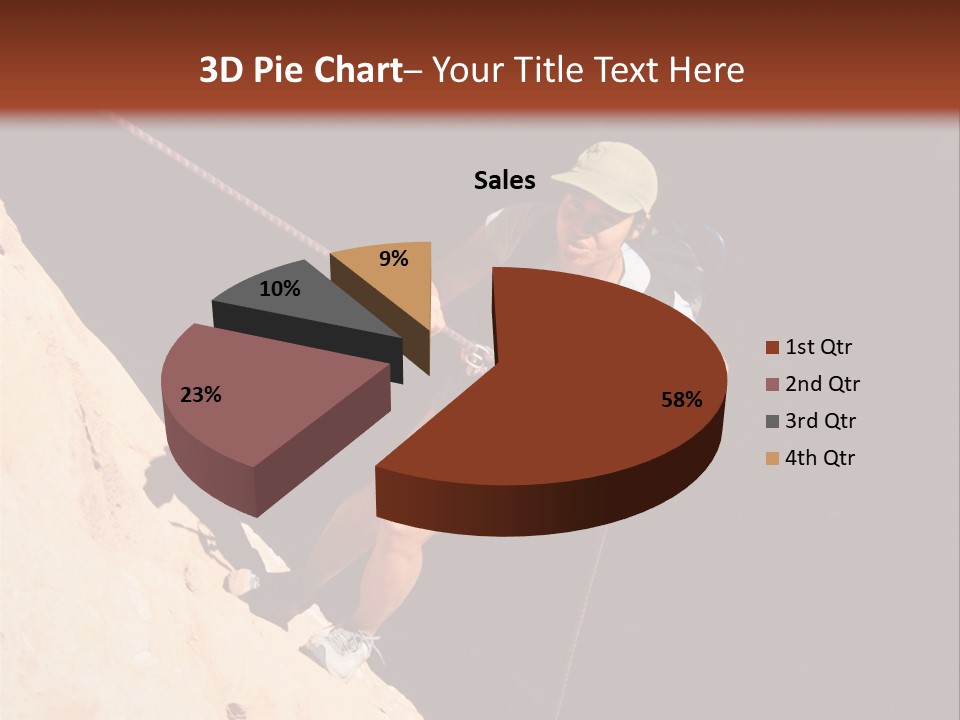 Canyoneering Asian Woman Rappels Into A Shadowed Canyon Bottom PowerPoint Template