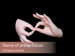 The Interpreting Sign In Sign Language On A Black Background PowerPoint Template