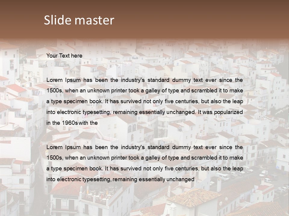 A Large Group Of White Buildings With Red Roofs PowerPoint Template