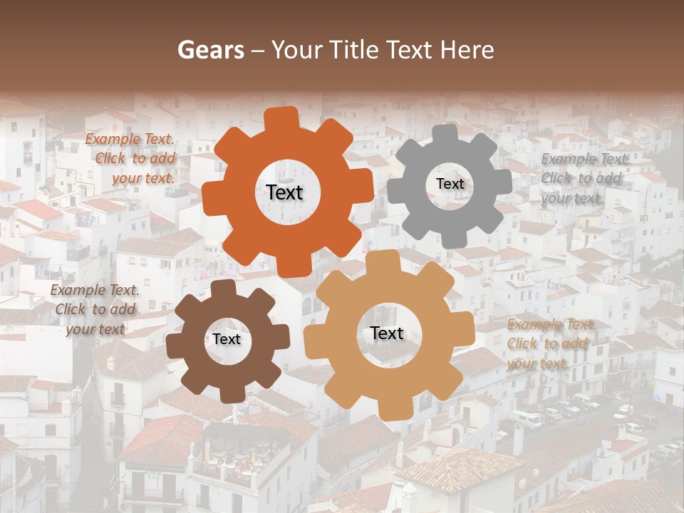 A Large Group Of White Buildings With Red Roofs PowerPoint Template