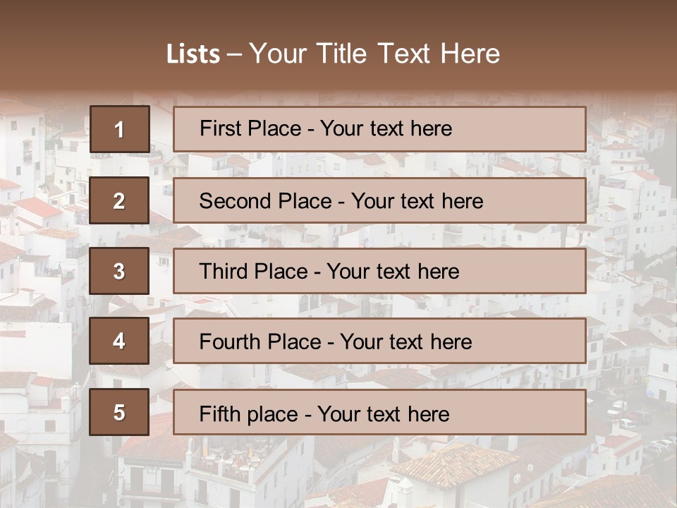 A Large Group Of White Buildings With Red Roofs PowerPoint Template