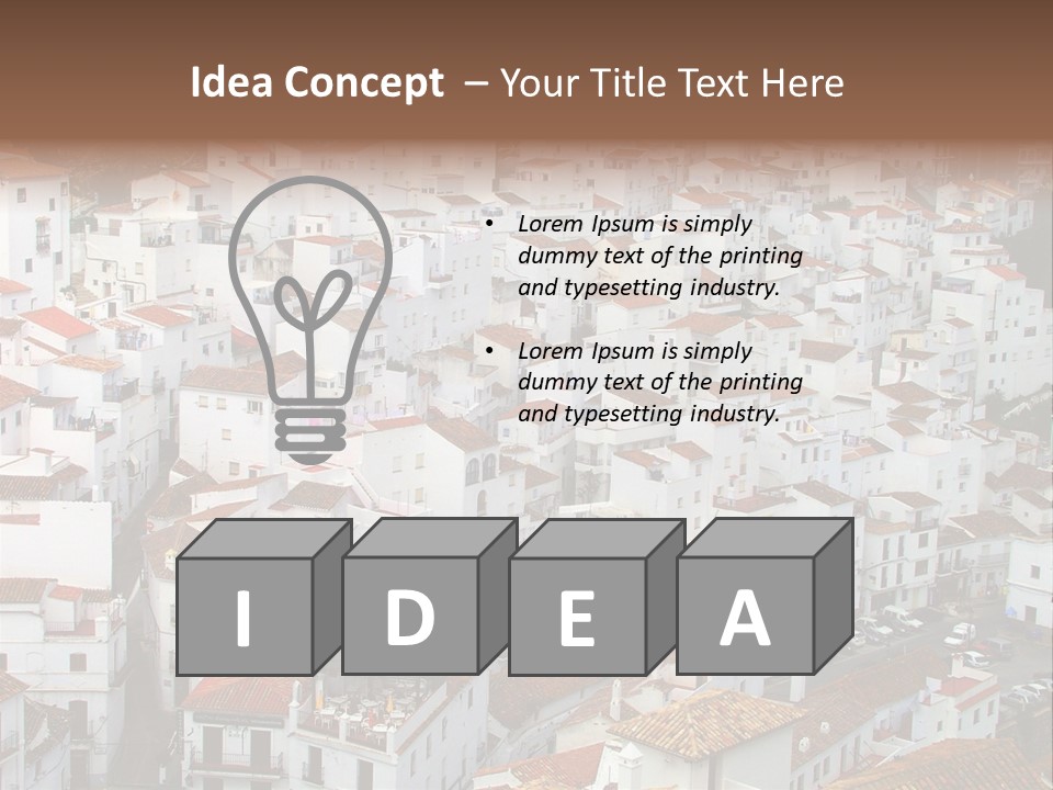 A Large Group Of White Buildings With Red Roofs PowerPoint Template