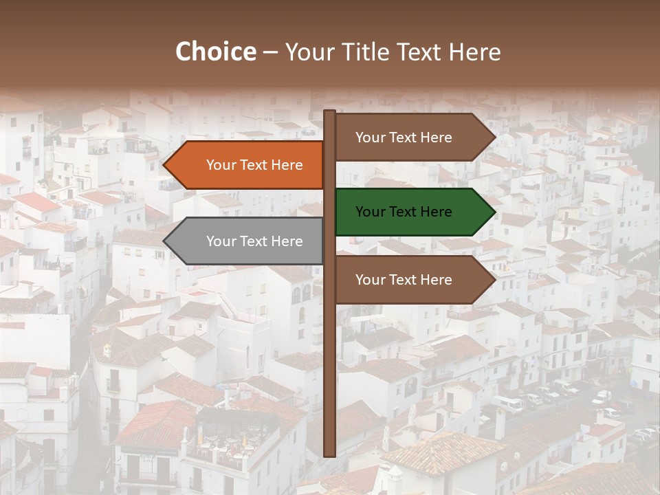 A Large Group Of White Buildings With Red Roofs PowerPoint Template