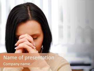 A Woman Holding Her Hands To Her Face PowerPoint Template