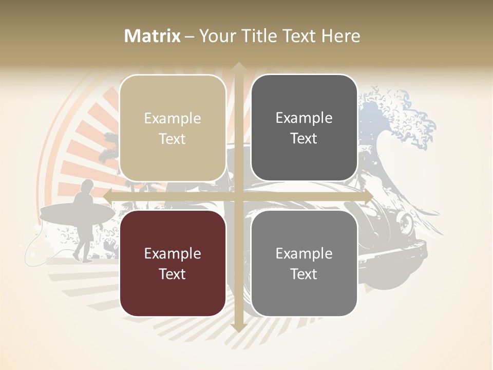 A Car With A Surfboard On The Back Of It PowerPoint Template