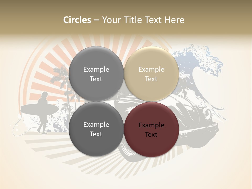 A Car With A Surfboard On The Back Of It PowerPoint Template