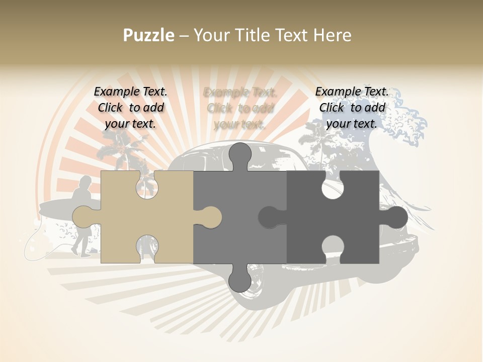 A Car With A Surfboard On The Back Of It PowerPoint Template