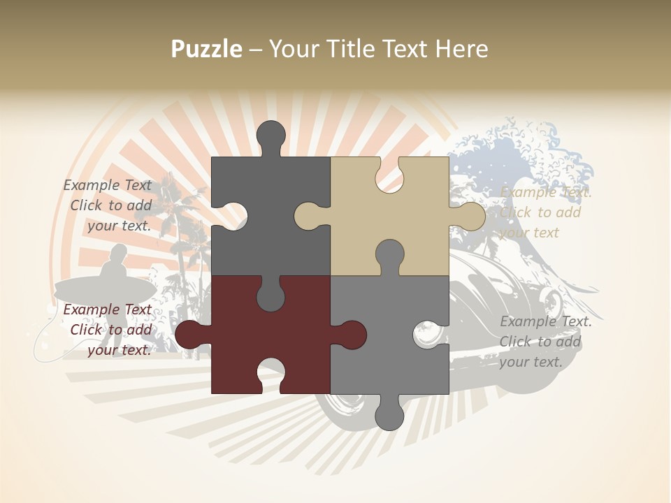 A Car With A Surfboard On The Back Of It PowerPoint Template