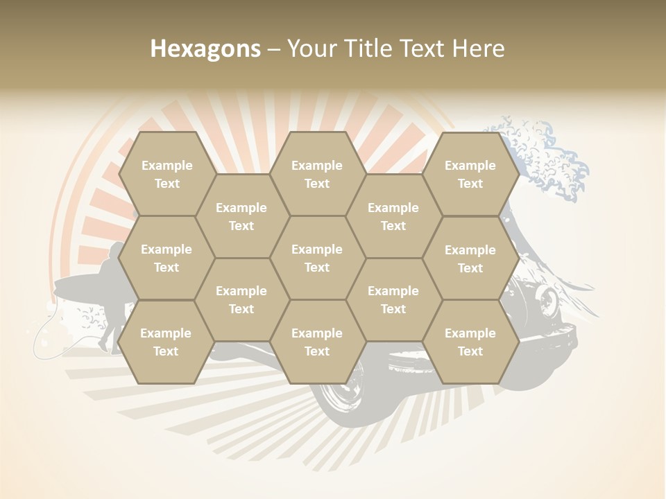 A Car With A Surfboard On The Back Of It PowerPoint Template