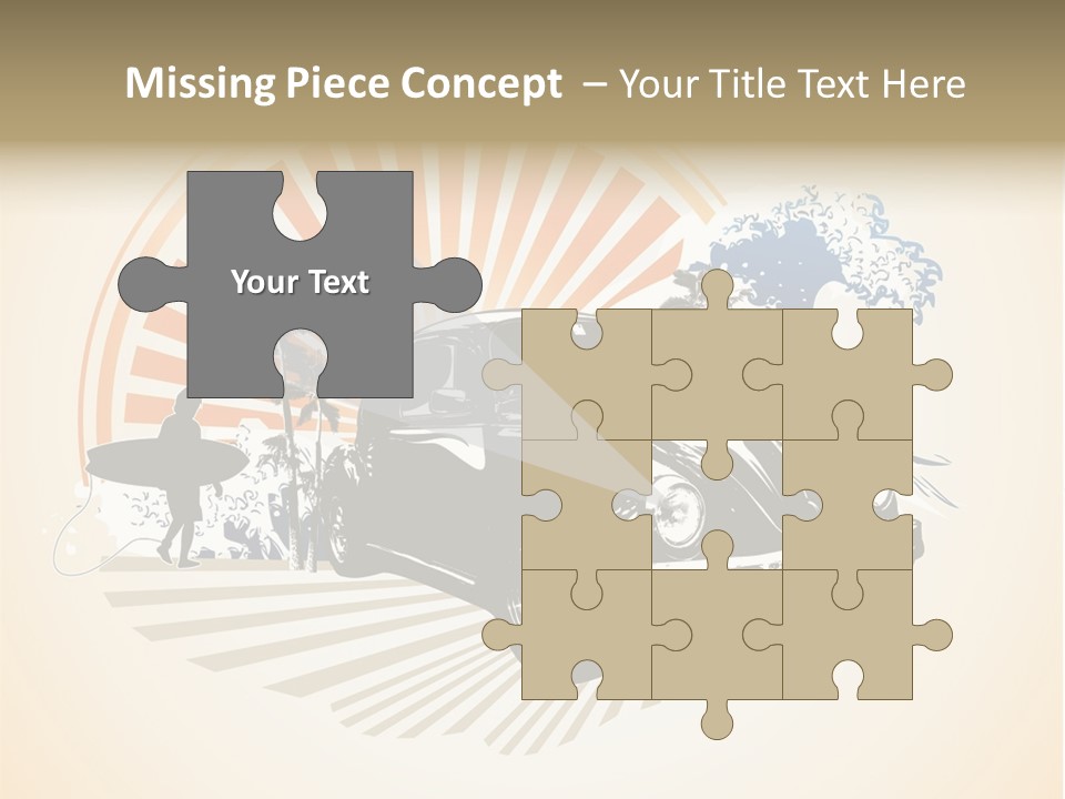 A Car With A Surfboard On The Back Of It PowerPoint Template