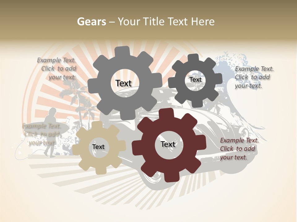 A Car With A Surfboard On The Back Of It PowerPoint Template