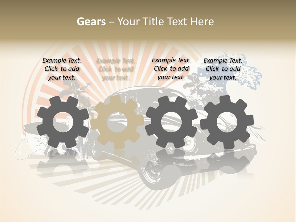 A Car With A Surfboard On The Back Of It PowerPoint Template