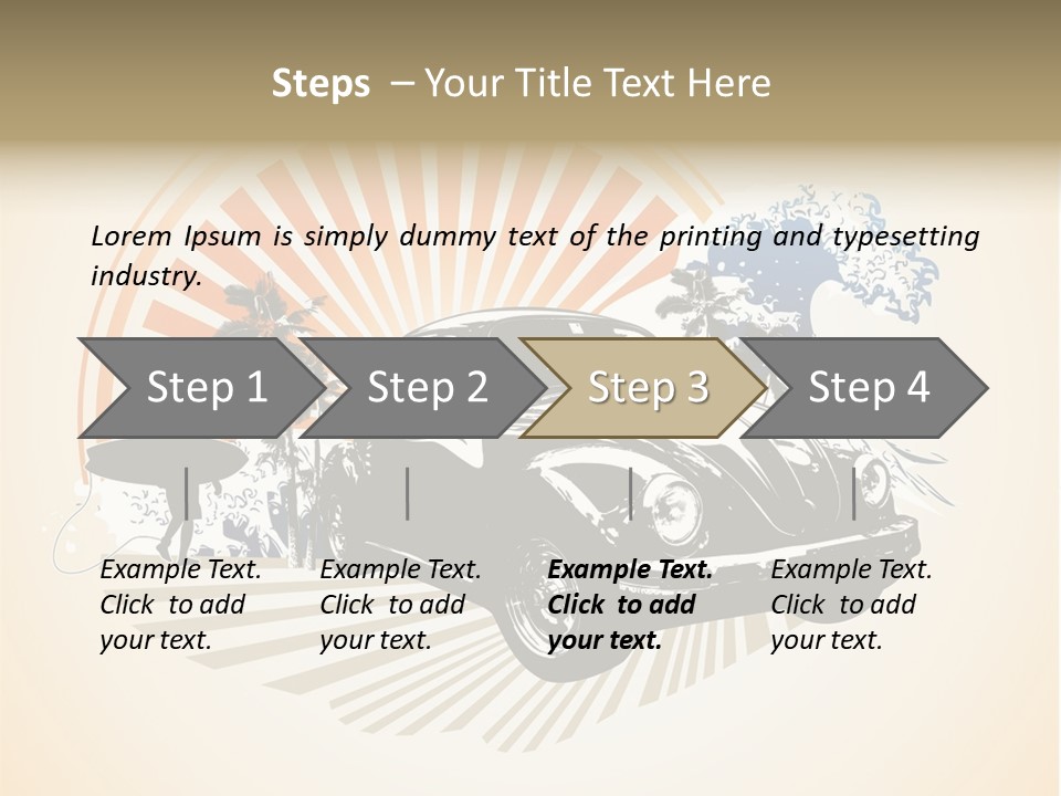 A Car With A Surfboard On The Back Of It PowerPoint Template