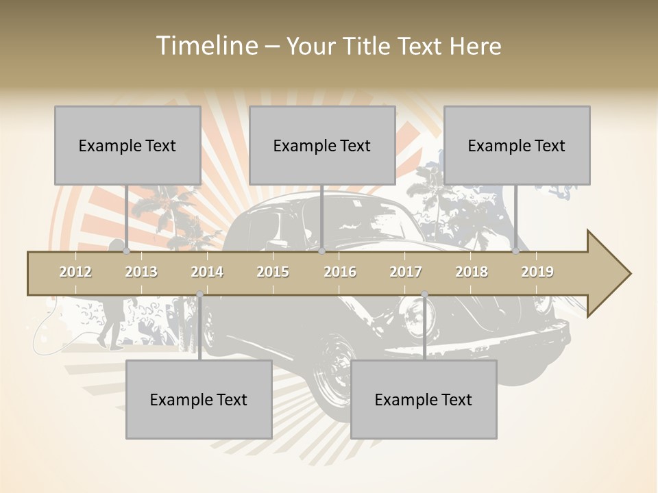 A Car With A Surfboard On The Back Of It PowerPoint Template