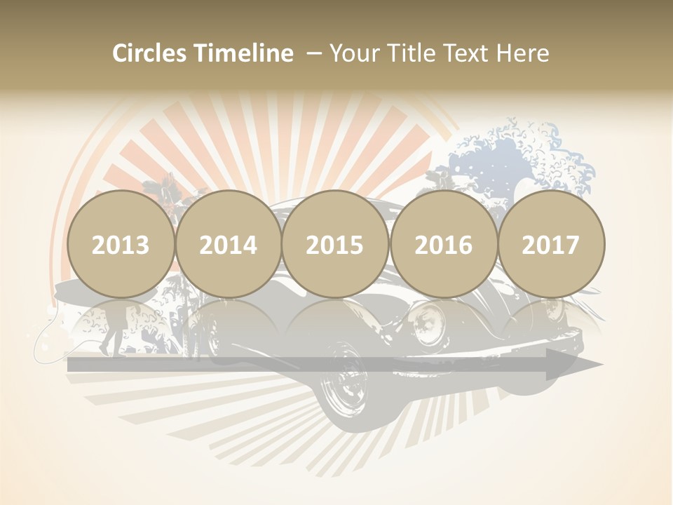 A Car With A Surfboard On The Back Of It PowerPoint Template