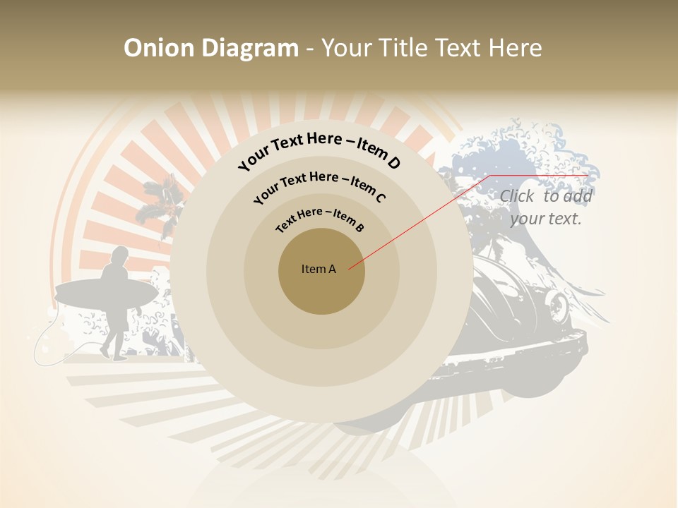 A Car With A Surfboard On The Back Of It PowerPoint Template