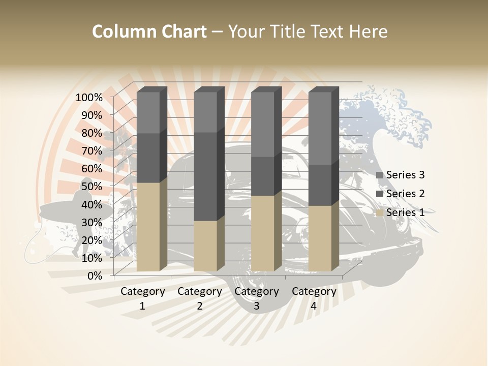 A Car With A Surfboard On The Back Of It PowerPoint Template