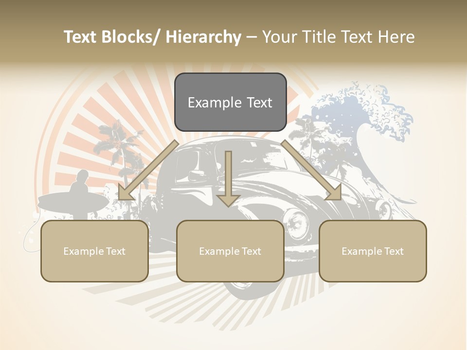 A Car With A Surfboard On The Back Of It PowerPoint Template