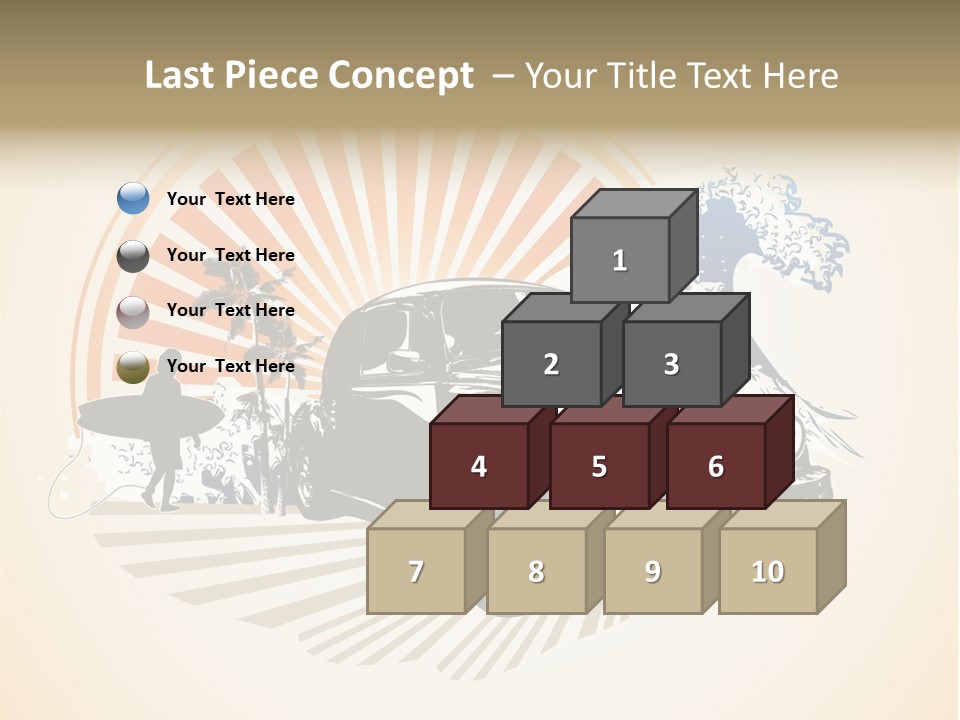 A Car With A Surfboard On The Back Of It PowerPoint Template