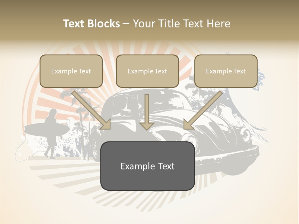 A Car With A Surfboard On The Back Of It PowerPoint Template