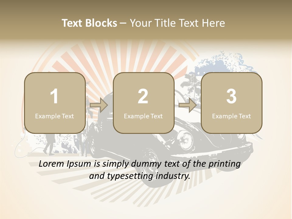 A Car With A Surfboard On The Back Of It PowerPoint Template