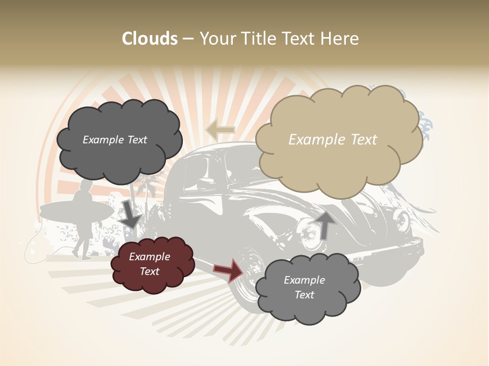 A Car With A Surfboard On The Back Of It PowerPoint Template