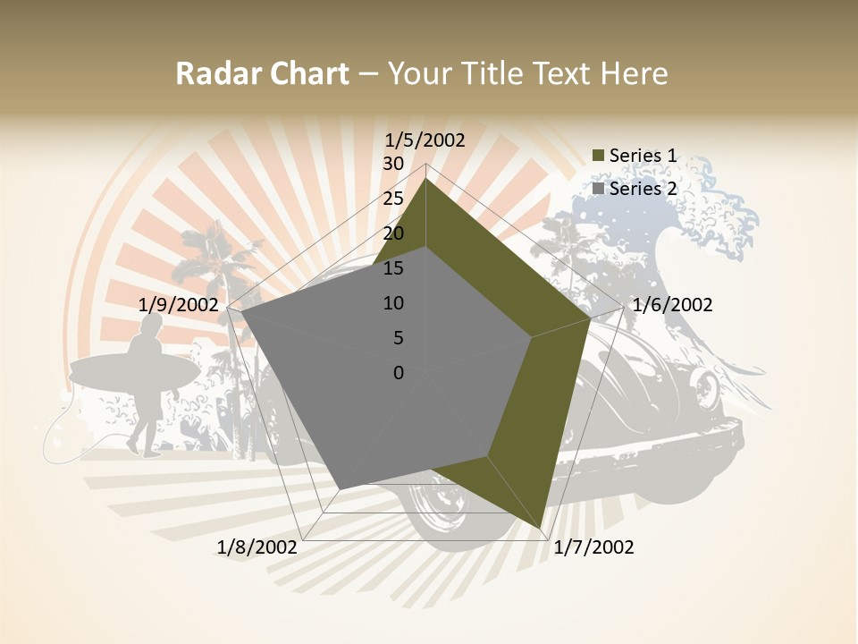 A Car With A Surfboard On The Back Of It PowerPoint Template