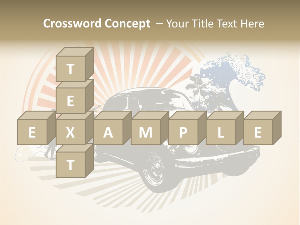 A Car With A Surfboard On The Back Of It PowerPoint Template