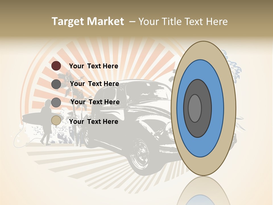 A Car With A Surfboard On The Back Of It PowerPoint Template