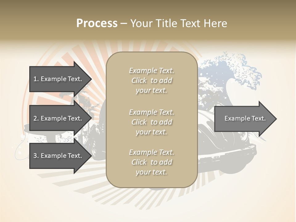 A Car With A Surfboard On The Back Of It PowerPoint Template