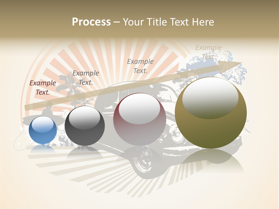 A Car With A Surfboard On The Back Of It PowerPoint Template