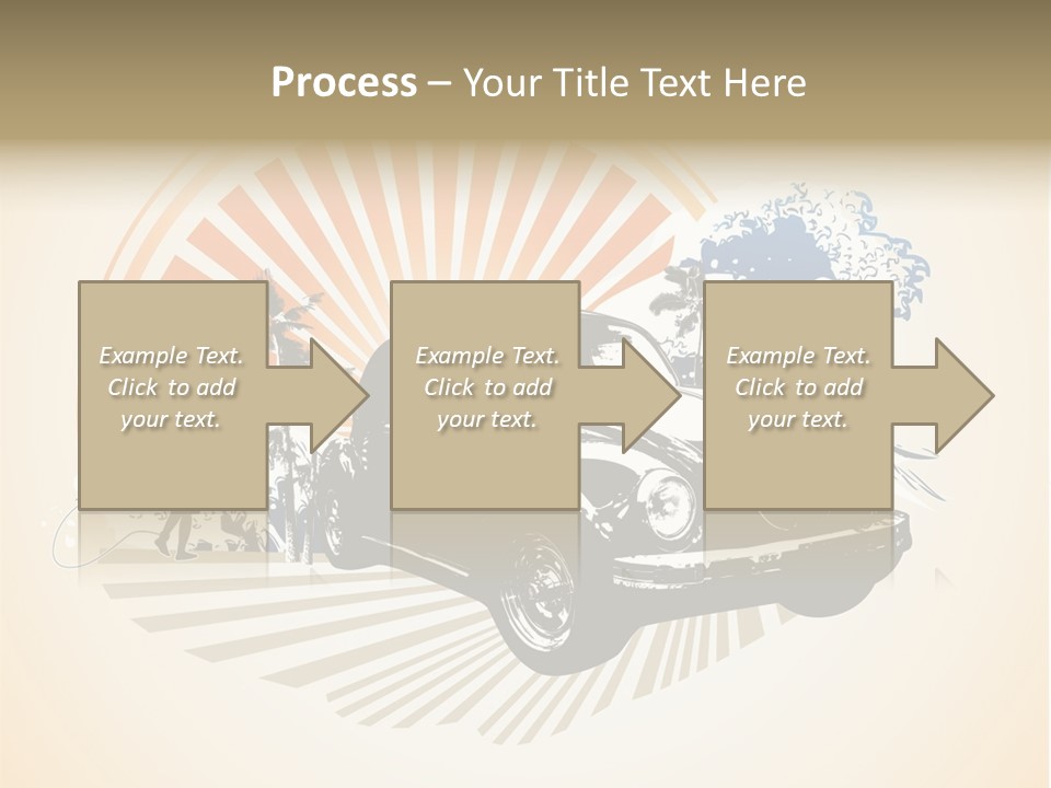 A Car With A Surfboard On The Back Of It PowerPoint Template