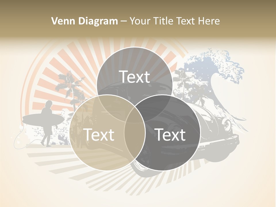 A Car With A Surfboard On The Back Of It PowerPoint Template