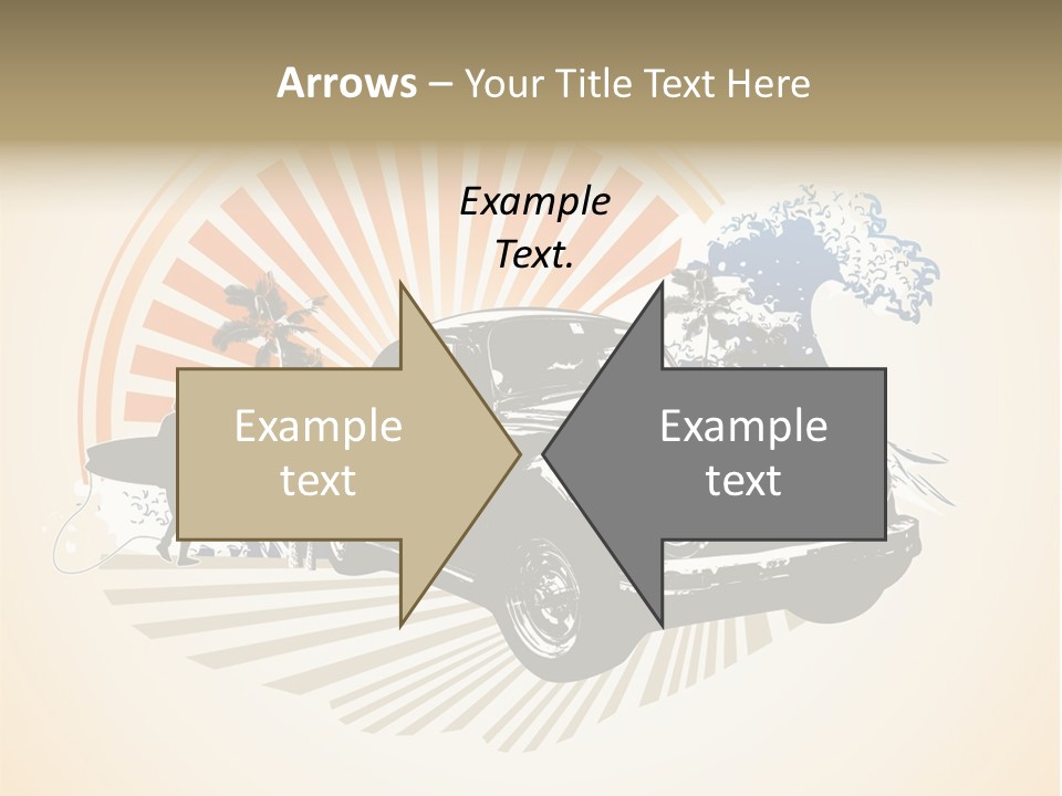 A Car With A Surfboard On The Back Of It PowerPoint Template