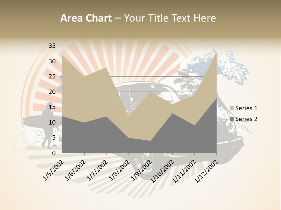 A Car With A Surfboard On The Back Of It PowerPoint Template