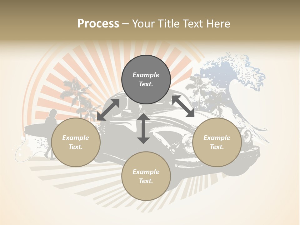 A Car With A Surfboard On The Back Of It PowerPoint Template