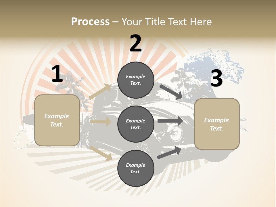 A Car With A Surfboard On The Back Of It PowerPoint Template